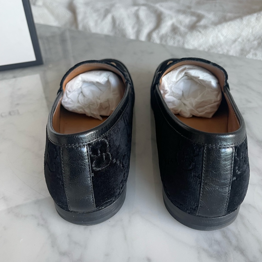 Gucci Men’s Black Velvet Jordaan Horsebit Loafer - Picture 3 of 6